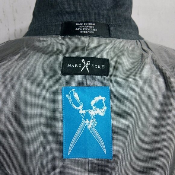 Marc Ecko 36S 2 Button Dark Gray Birdseye Suit Blazer Sport Coat - Picture 10 of 10